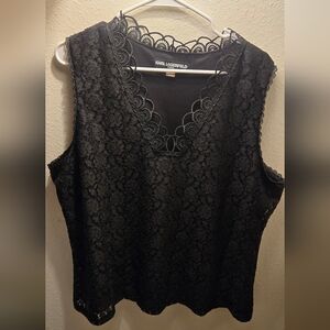 Karl Lagerfeld Women's Black Lace Blouse